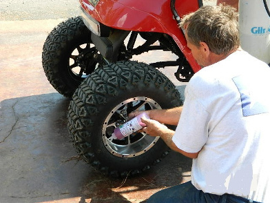  inserting tire seal into 4 wheeler